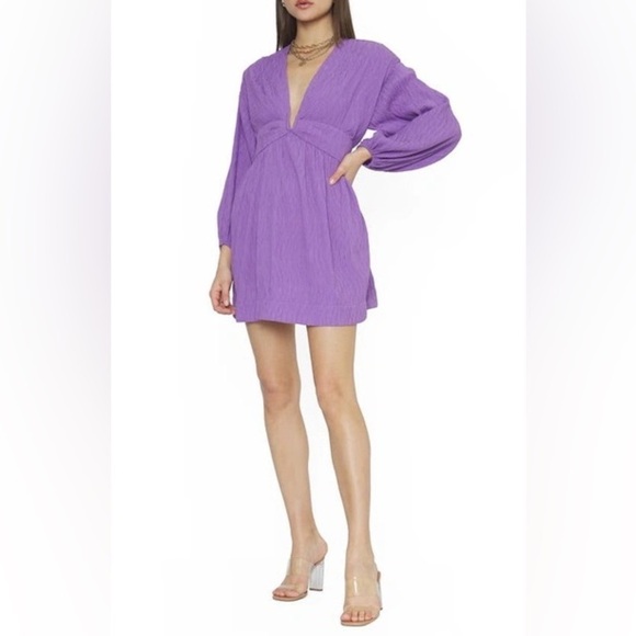 4SI3NNA Purple Aurelie Long Sleeve Minidress sz XS - Picture 2 of 10
